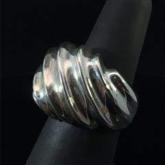Mexico 925 Sterling Silver Ribbed Dome Modernist Ring Size 6 15.1g